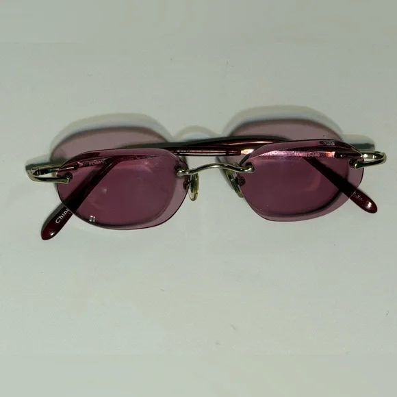 Fossil Pink Rimless Sunglasses | Y2K Vintage Vibe | Designer Shades - Picture 10 of 10